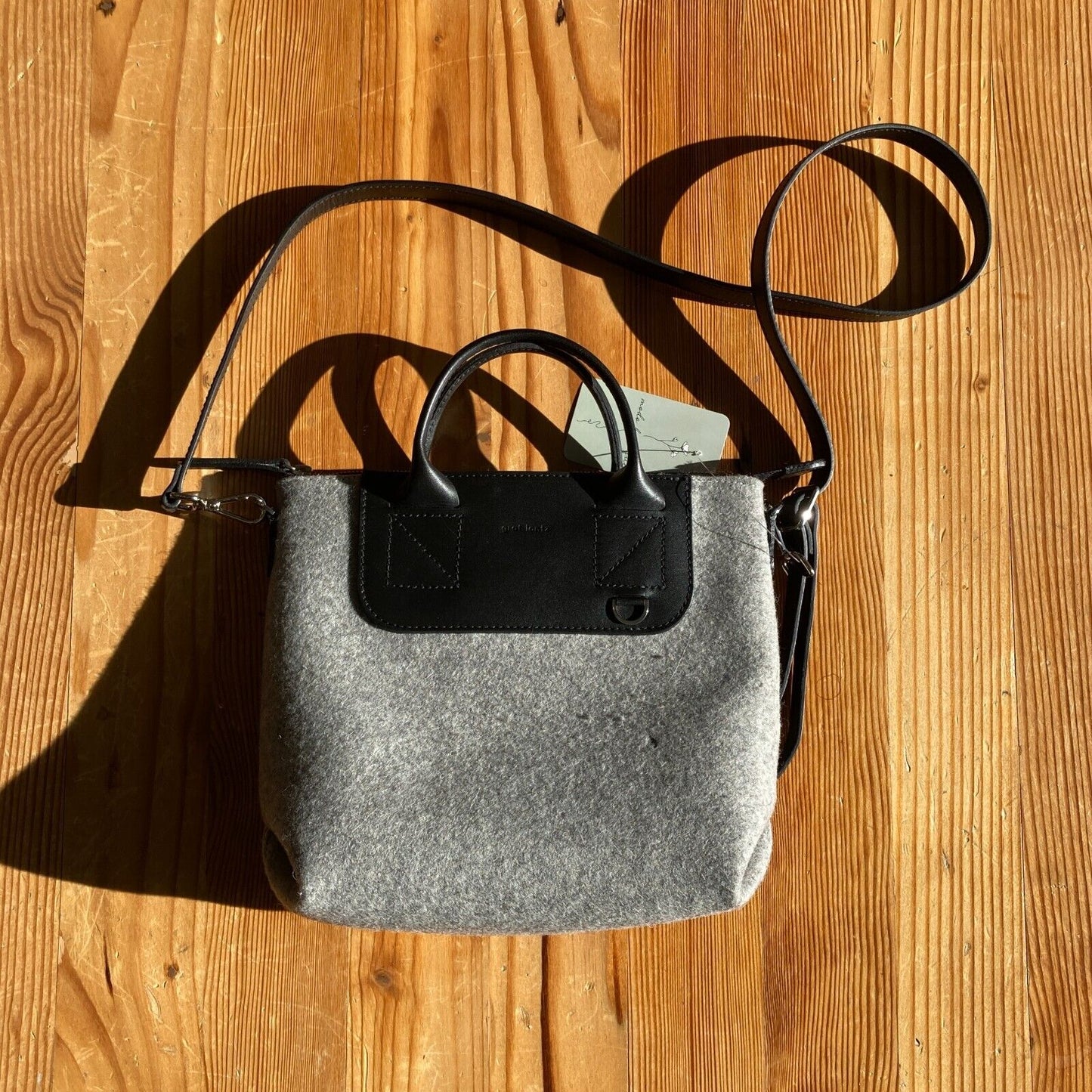 Graf Lantz $310 Gray Felted Wool & Leather Crossbody Bedford Purse 0815CJ