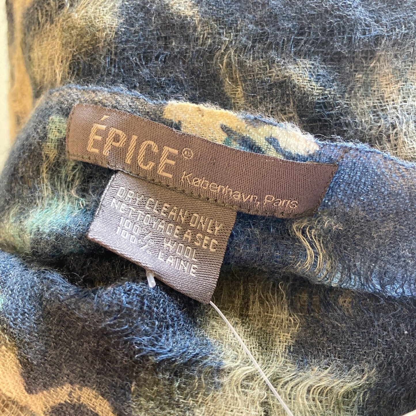 Epice Navy & Turquoise 100% Wool Unique Holey Fringe Large Scarf 4427SC