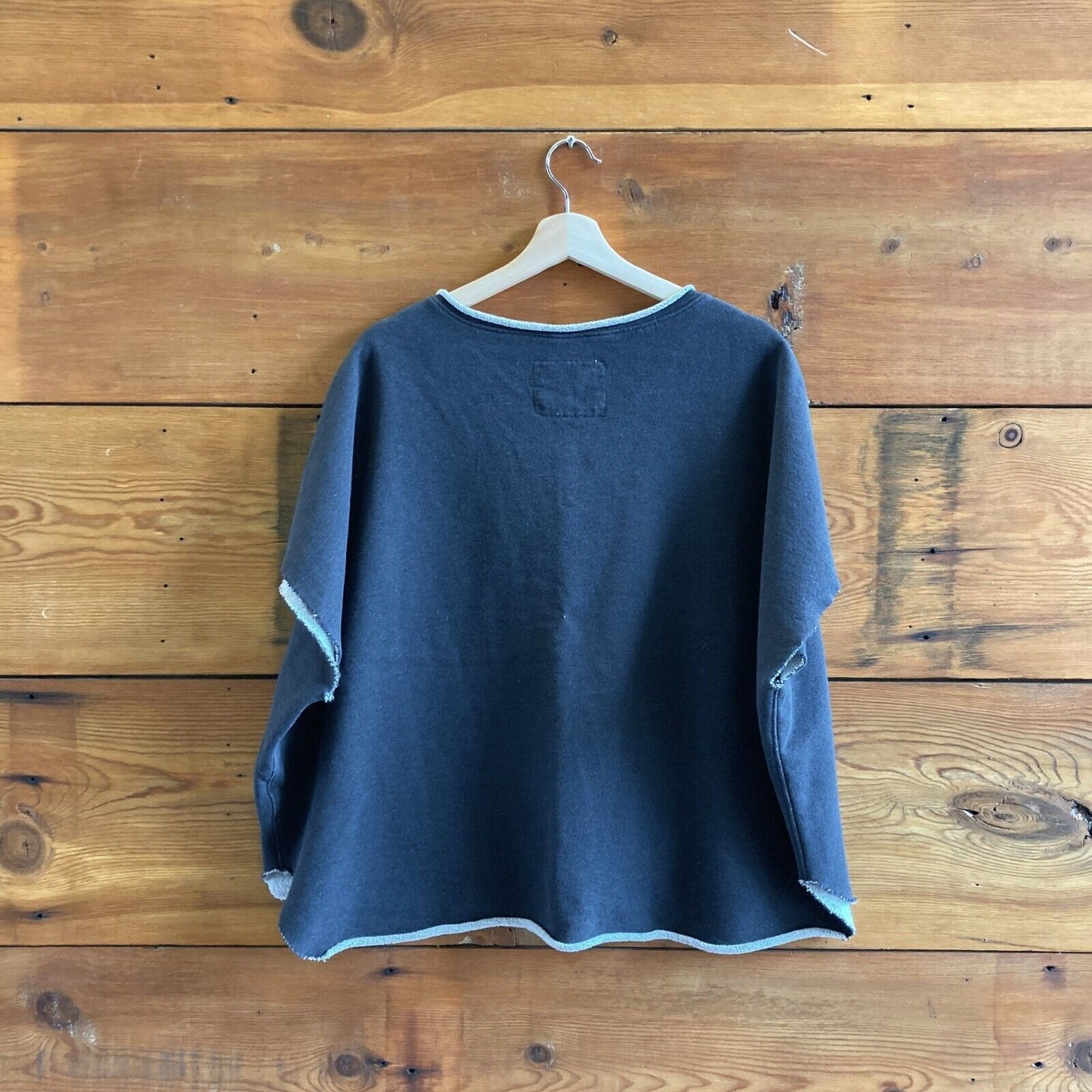 OS - Frank & Eileen $208 Navy 'Olive' Triple Fleece Pullover Capelet Top 4427SC