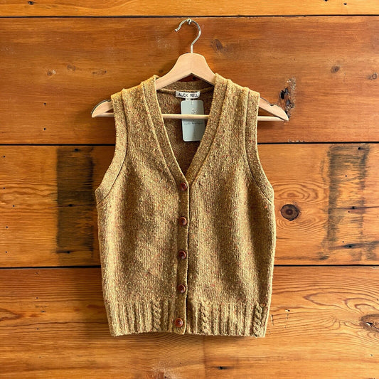 XS - Alex Mill Speckled Mustard Yellow Alpaca Wool Francis Sweater Vest 0124KG