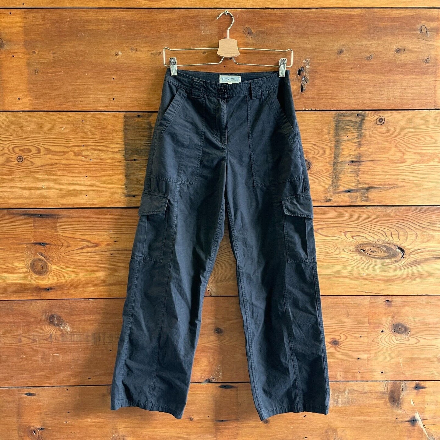 2 - Alex Mill Black Straight Leg Womens Cotton Cargo Pants 0124KG