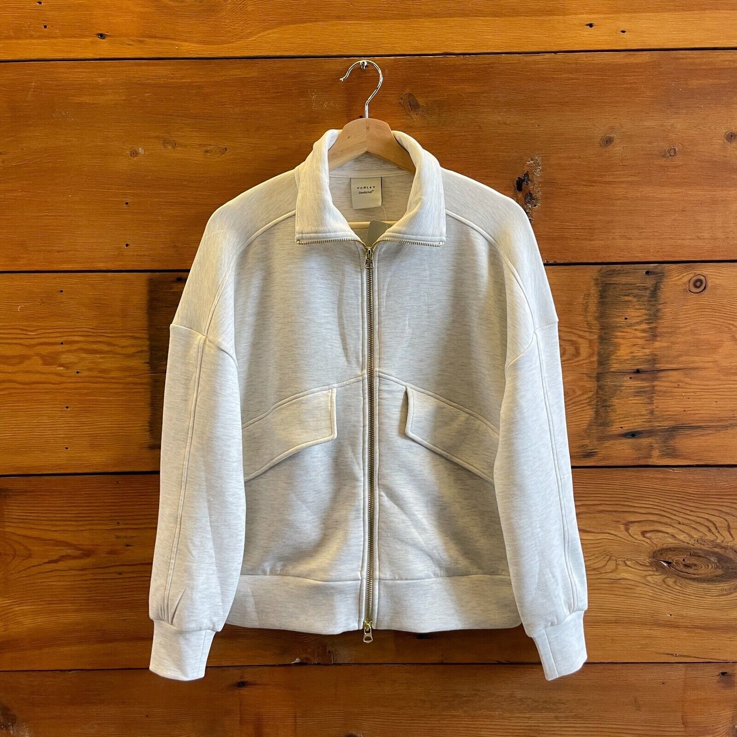 XXS - Varley $168 Ivory Marl Double Soft Zip Up Garcia Sweater EUC 0703SC