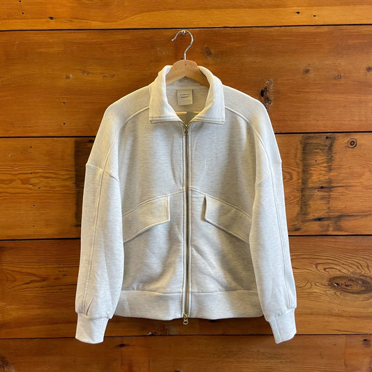 XXS - Varley $168 Ivory Marl Double Soft Zip Up Garcia Sweater EUC 0703SC