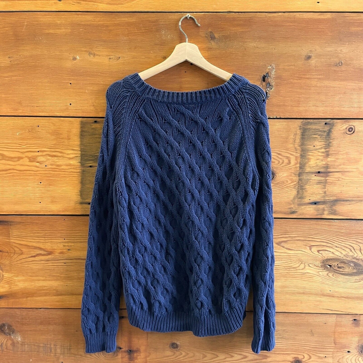 M - Inhabit Navy Blue 100% Cotton Pullover Crew Neck Knit Sweater 0721DK