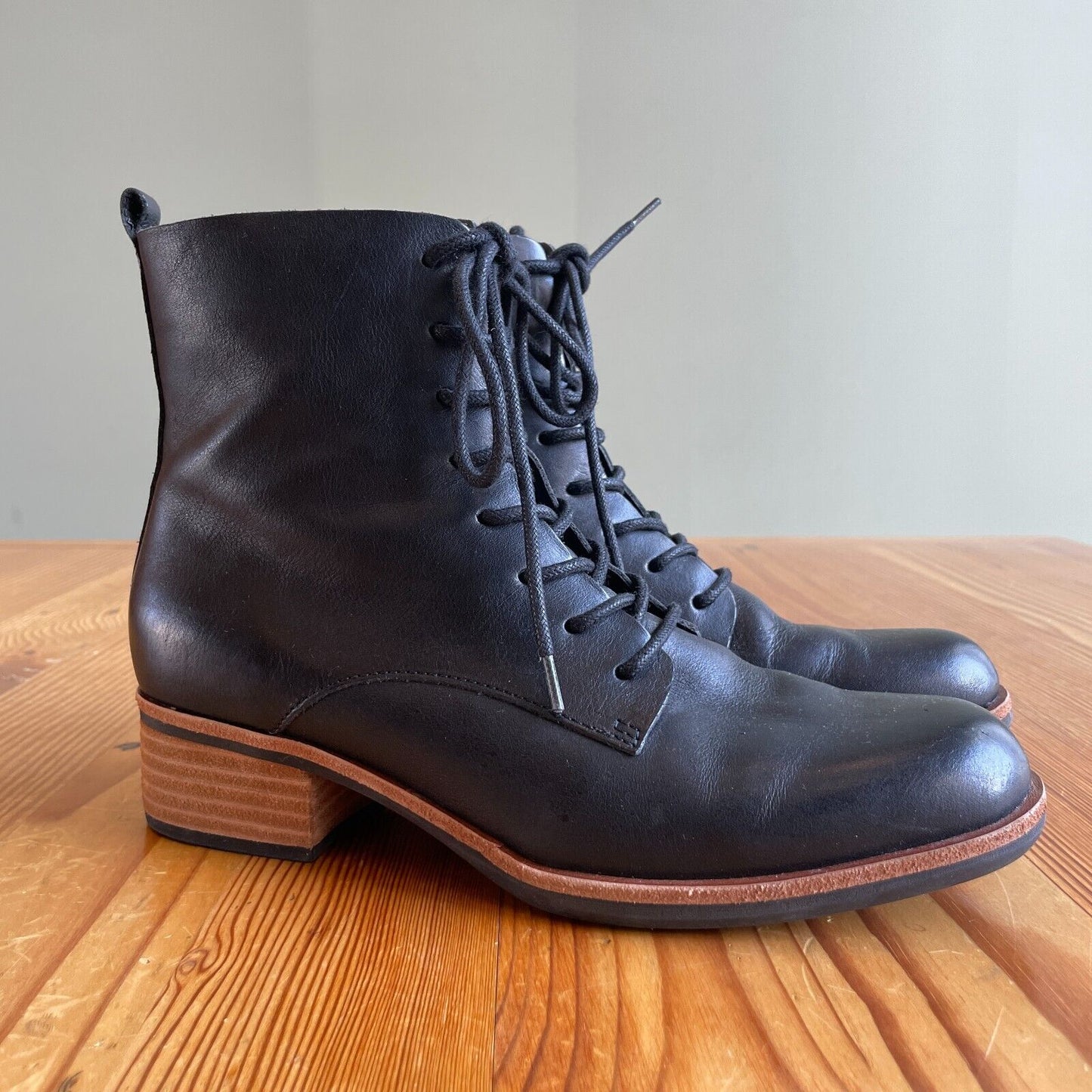 9 - Kork-Ease Black Calista Ankle Bootie Lace-Up Side Zip Boots 0721SR