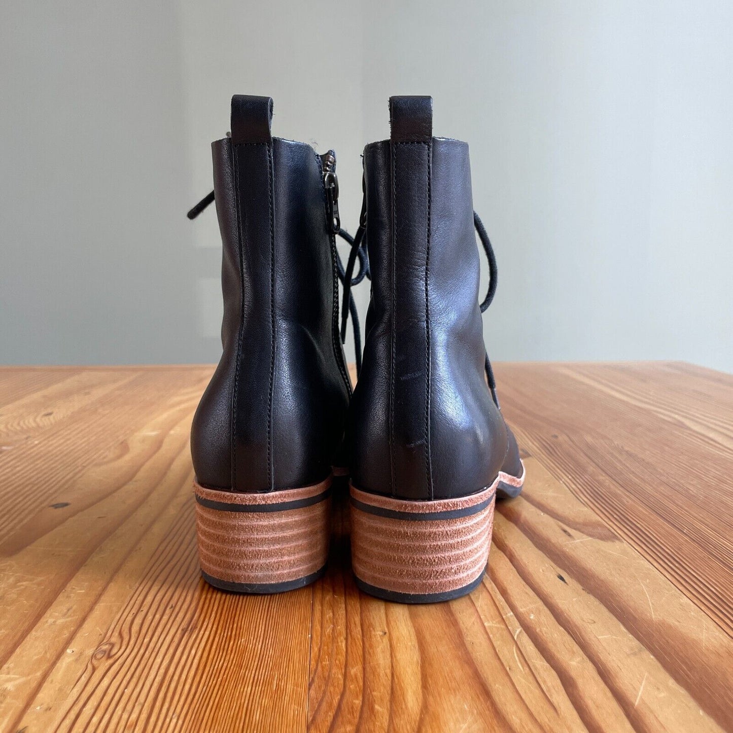 9 - Kork-Ease Black Calista Ankle Bootie Lace-Up Side Zip Boots 0721SR