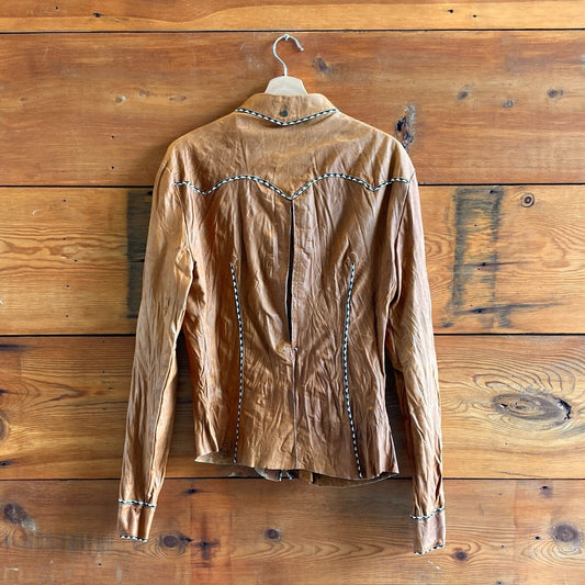 M - Roberto Cavalli Vintage 90's Brown Leather Shirt Jacket NEW NWT 1122CT