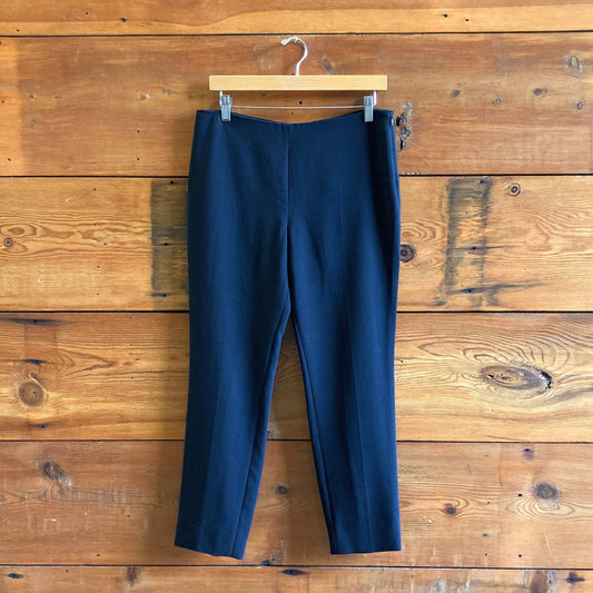 8 - Akris Navy Blue Wool Blend Straight Leg Flat Front Trouser Pants 0920PW