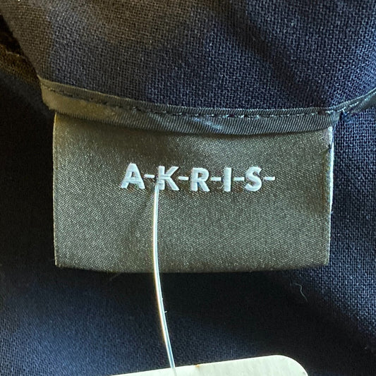 8 - Akris Navy Blue Wool Blend Straight Leg Flat Front Trouser Pants 0920PW