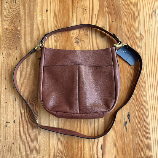 Annabel Ingall Cognac Brown Pebbled Leather Crossbody Shoulder Purse Bag 0323AB