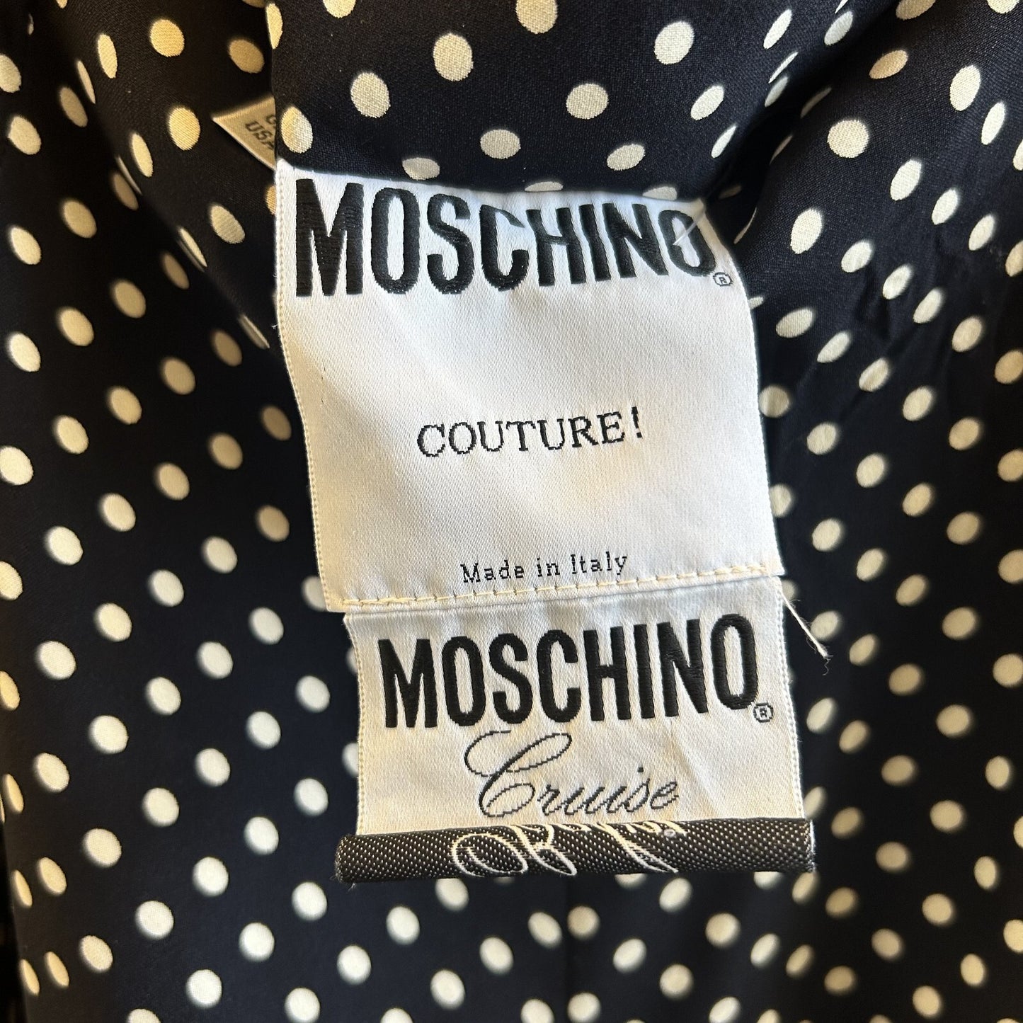 8 - Moschino Couture Navy & White Polka Dot Vintage Slim Fit Pants 0327JM