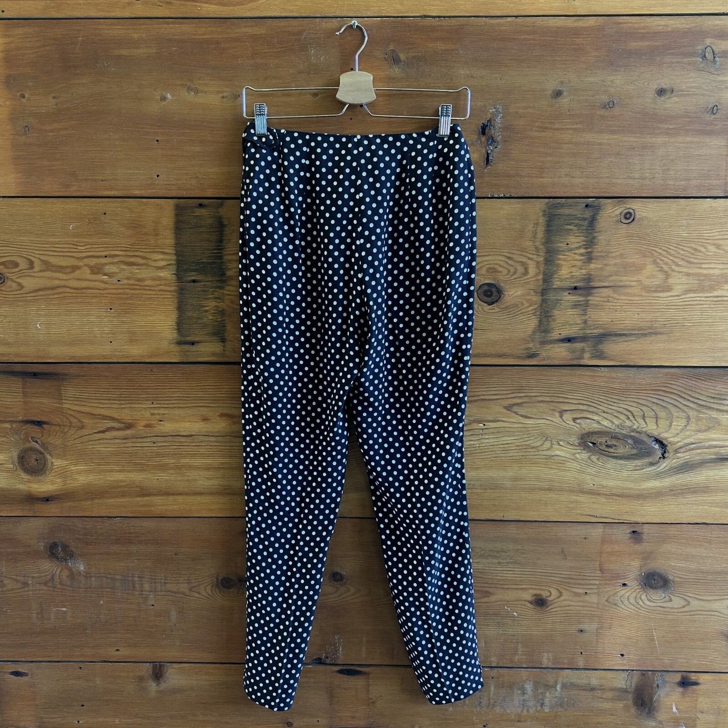 8 - Moschino Couture Navy & White Polka Dot Vintage Slim Fit Pants 0327JM