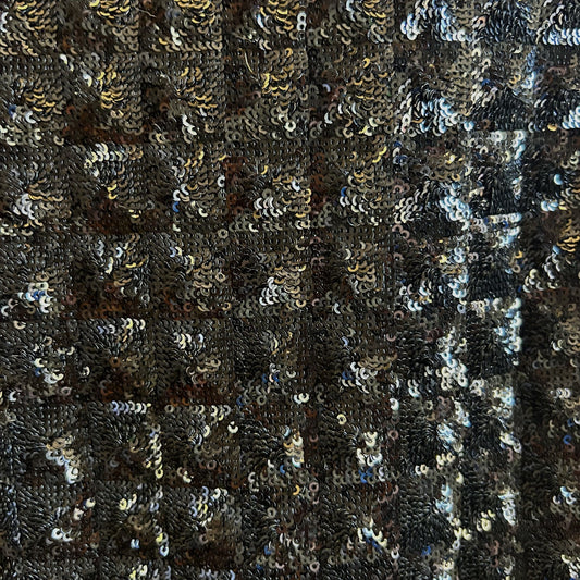 44 / L - Simonetta Ravizza Black Sequin & Leather Side Sleeveless Dress 0327JM