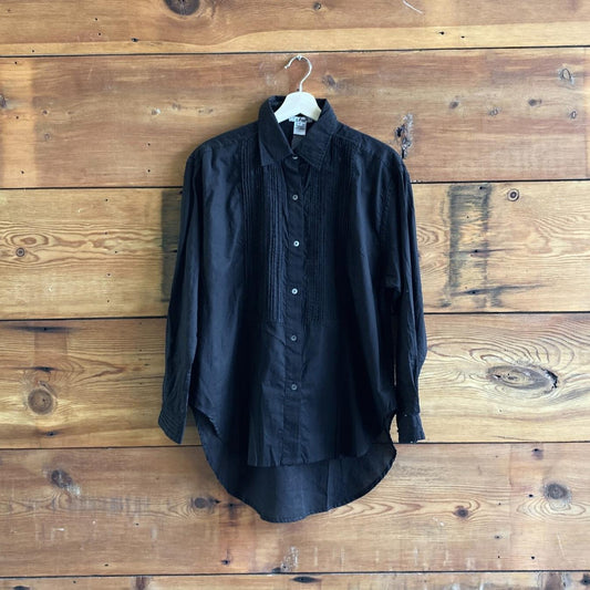 M - Char Designs Black NEW $325 Long Sleeve Cotton Girlfriend Shirt 4427SC