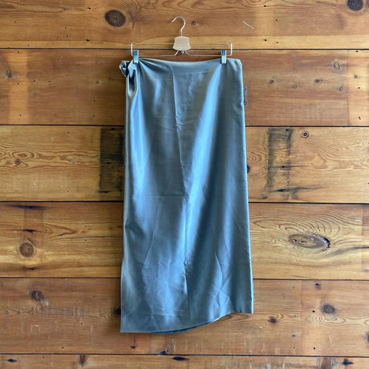 M - Peter Cohen $700 Khaki Tie Waist Silk Long Sarong Skirt 4427SC