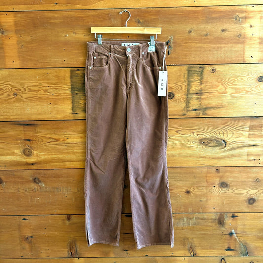 29 - AMO Rust Brown NEW Liz Split Flare High Rise Slim Pants 4427SC