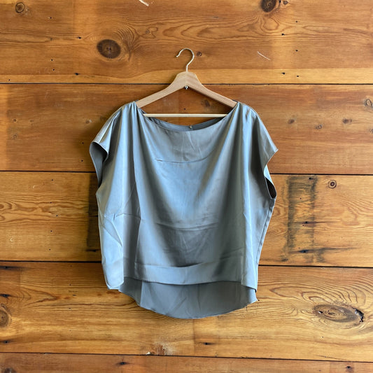 M - Peter Cohen Khaki NEW $779 Short Sleeve Silk Balance Top 4427SC