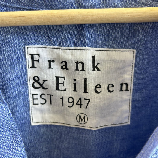 M - Frank & Eileen NEW $308 Blue Linen Rory Long Sleeve Maxi Shirt Dress 4427SC