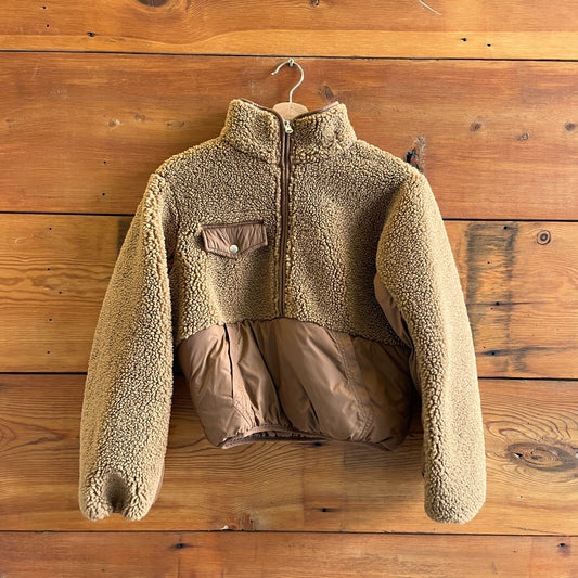 XXS - Frame $398 Brown Half Zip Pullover Vicuna Fleece Mix Jacket 0206SB