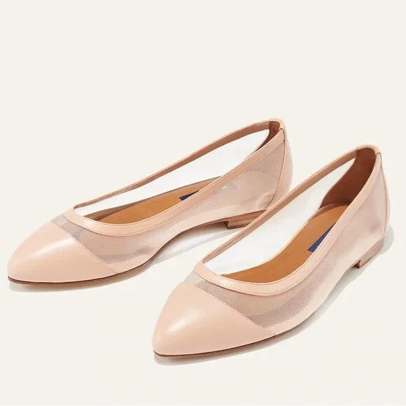 36 / 6 - Margaux $275 Rose Nude Mesh The Pointe Flats Shoes 0916VB
