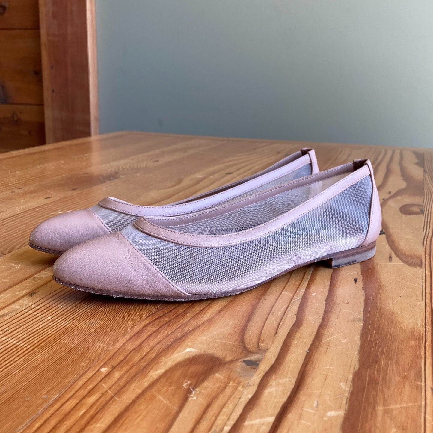 36 / 6 - Margaux $275 Rose Nude Mesh The Pointe Flats Shoes 0916VB