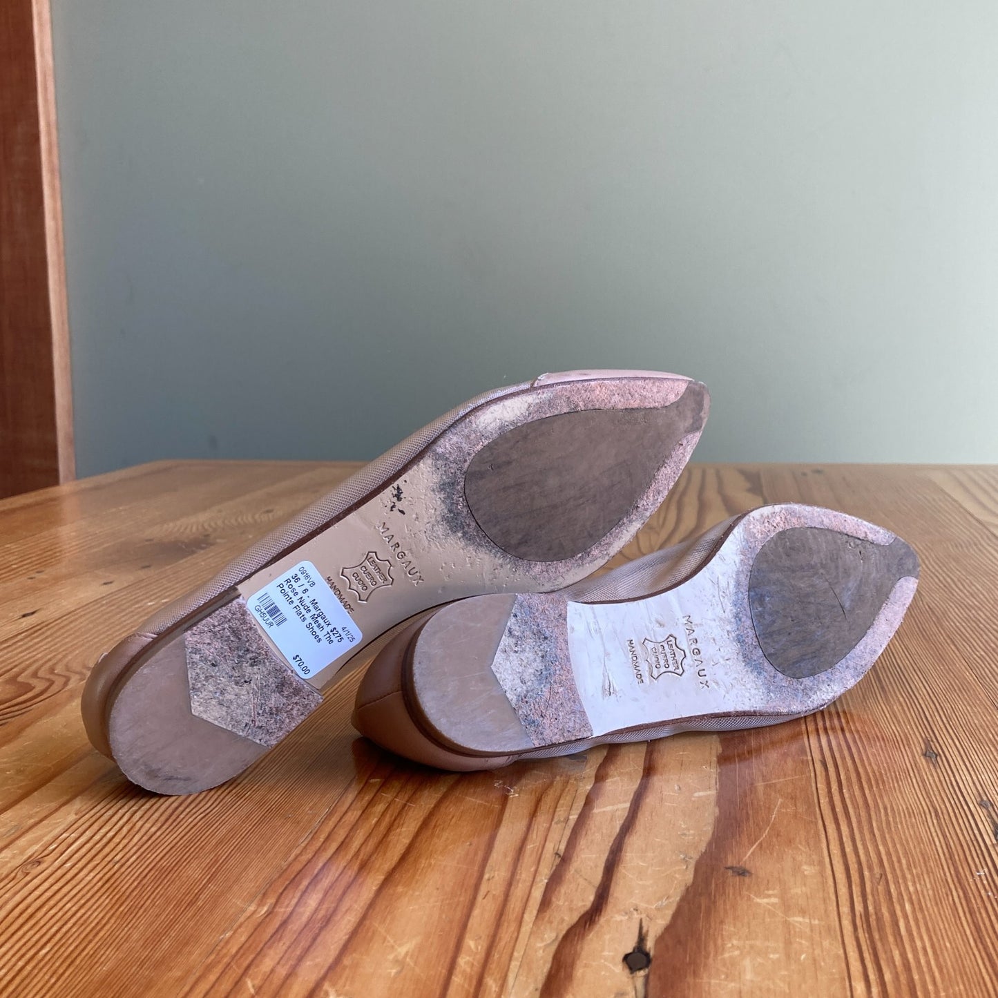 36 / 6 - Margaux $275 Rose Nude Mesh The Pointe Flats Shoes 0916VB