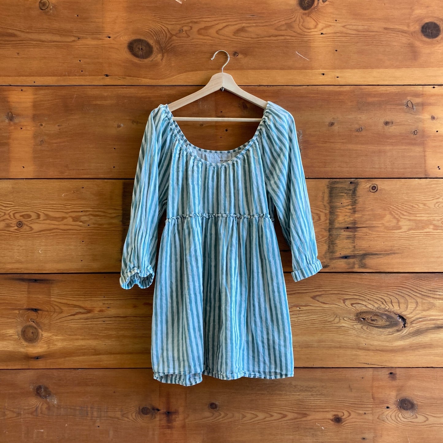 S - India Collection Emerson Fry Green & White Striped Mini Dress 0916VB