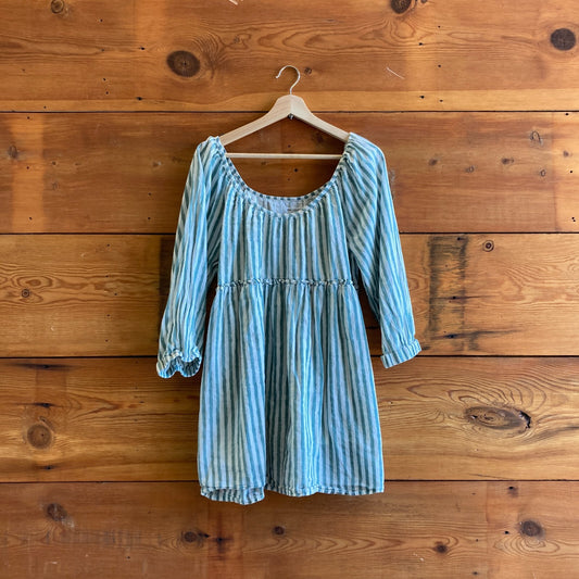S - India Collection Emerson Fry Green & White Striped Mini Dress 0916VB