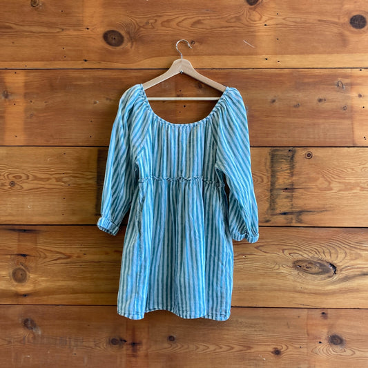 S - India Collection Emerson Fry Green & White Striped Mini Dress 0916VB
