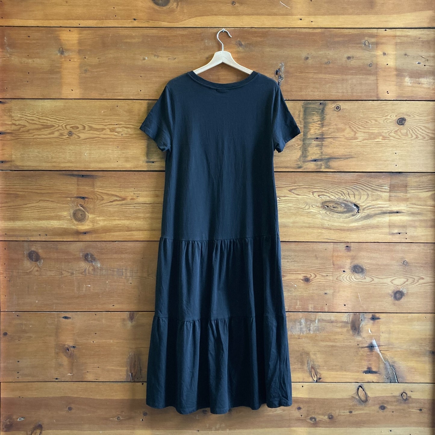 S - Farm Rio Black Short Sleeve Maxi T-Shirt AMO Rio de Janeiro Dress 1205TF