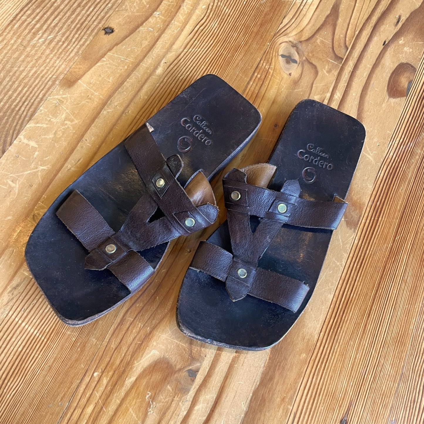7 - Calleen Cordero Handmade in LA Brown Leather Classic Flat Sandals 1002SU