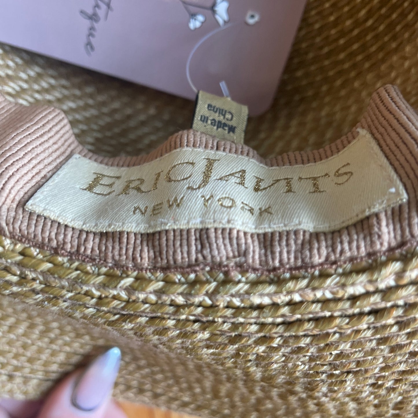ERIC JAVITS Tan Hampton Sun Hat Straw Packable Wide Brim 50+UPF 0507KL