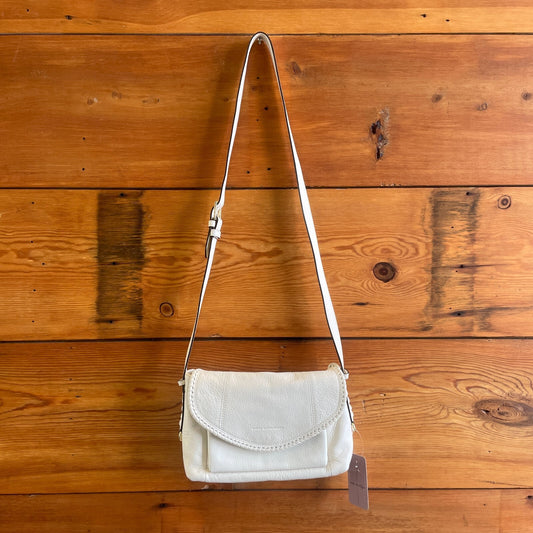 Aimee Kestenberg White Leather Whipstitch Crossbody Purse Bag 0217RC