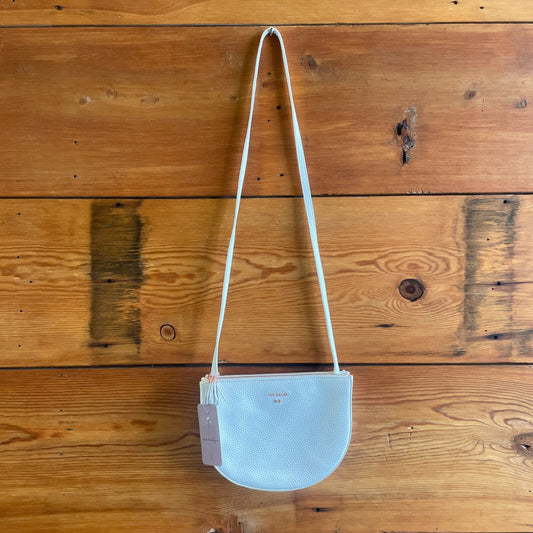 Ted Baker White Pebbled Leather Double Top Zip Crossbody Semi Circle Bag 0217RC