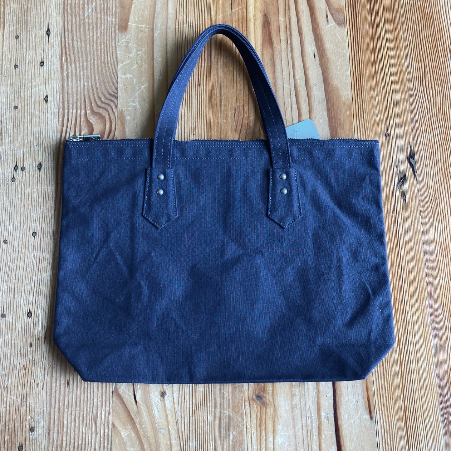 Kyoto Ichizwa Shinzaburo Hanpu Japan Navy Canvas Zip Top Tote Bag 0806JH