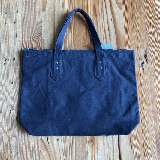 Kyoto Ichizwa Shinzaburo Hanpu Japan Navy Canvas Zip Top Tote Bag 0806JH
