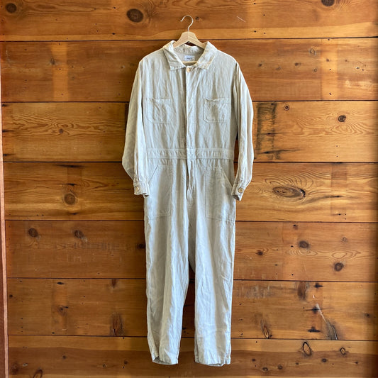 L - MATE The Label Sedona Natural Linen Button-Up Utility Jumpsuit 0817AS