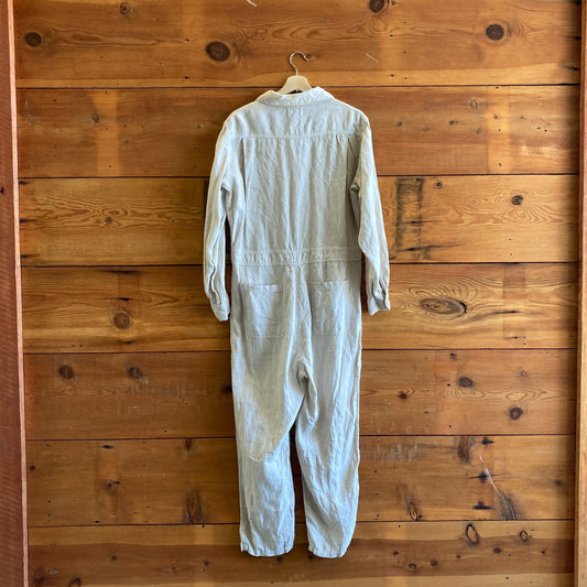 L - MATE The Label Sedona Natural Linen Button-Up Utility Jumpsuit 0817AS