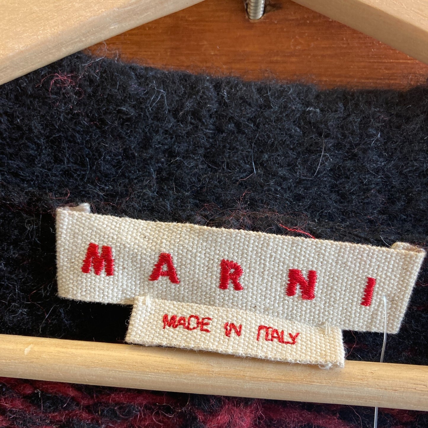 42 - Marni Red Black Plaid Chunky Kint Split Back Cardigan Sweater 0505DM