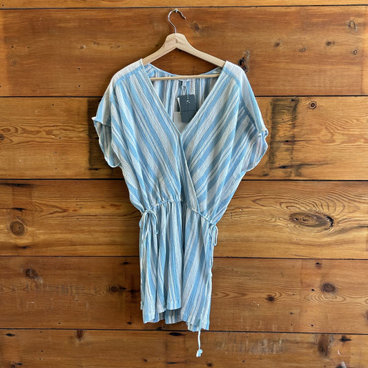 XS - Joie NEW $198 Lagoon Blue White Metallic Mece Mini Dress 0620MB