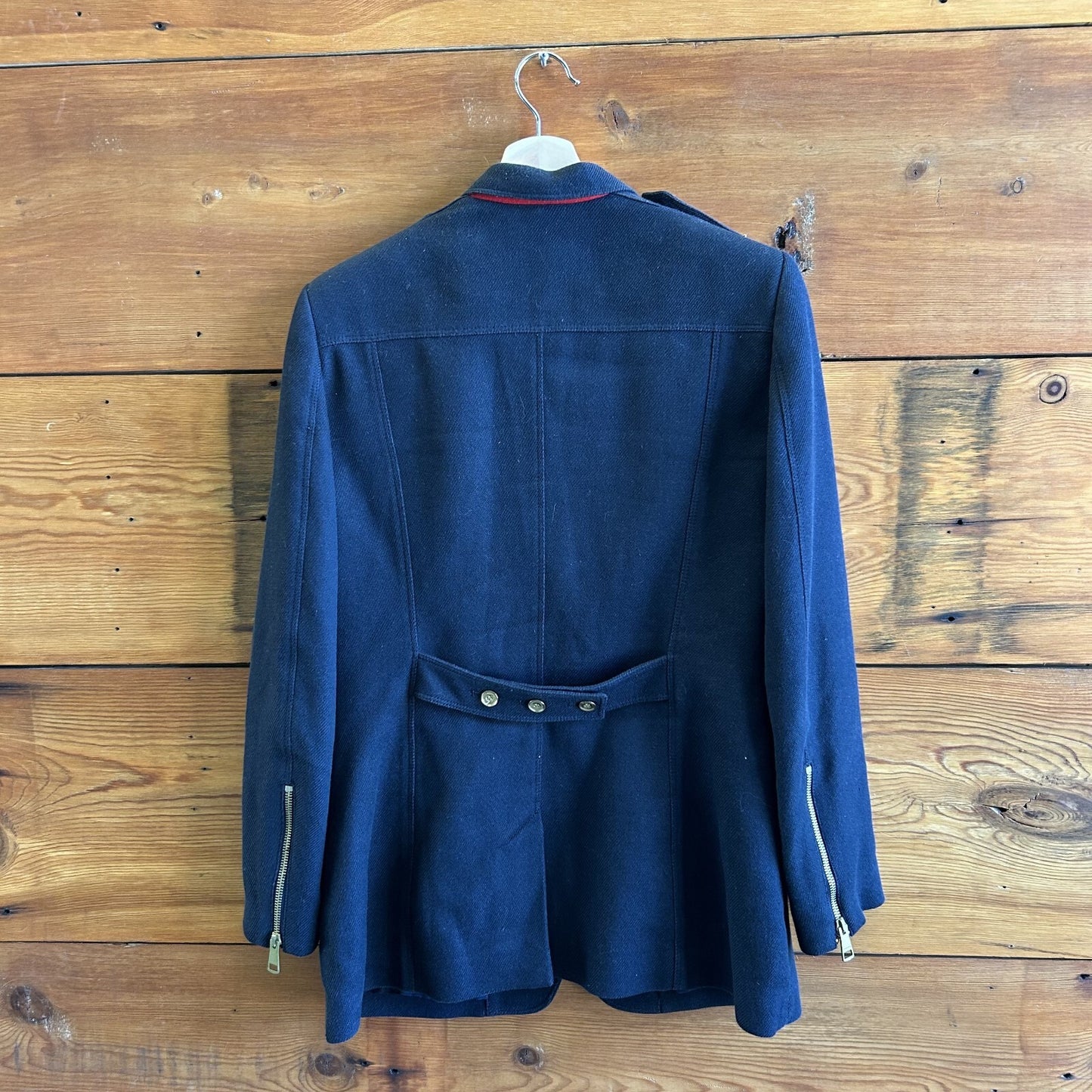 10 US - Burberry Brit Navy Blue Wool Coat w/ Gold Buttons Womens Jacket 0507GG
