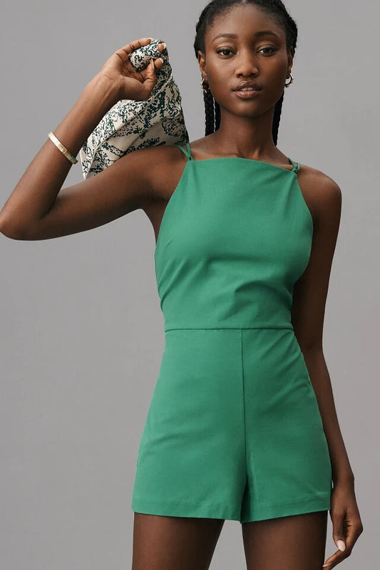 XS - Maeve Anthropologie Holly Green NEW $118 Strappy Micro Romper 0416LB