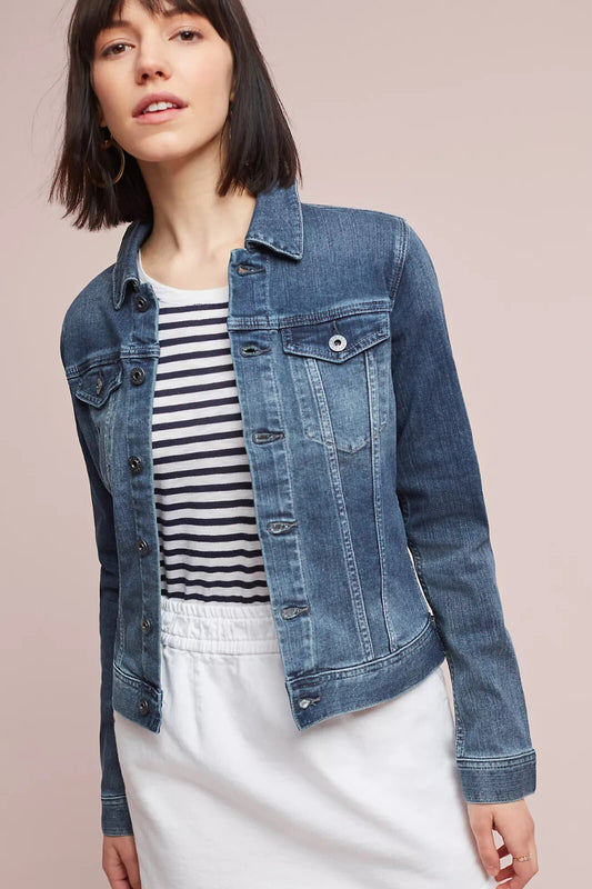 S - AG Adriano Goldschmied Denim Button Front Womens Robyn Jean Jacket 0103RU