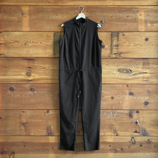 M - Wildfang Black Sleeveless Drawstring Empower Zip Up Womens Jumpsuit 0313AH