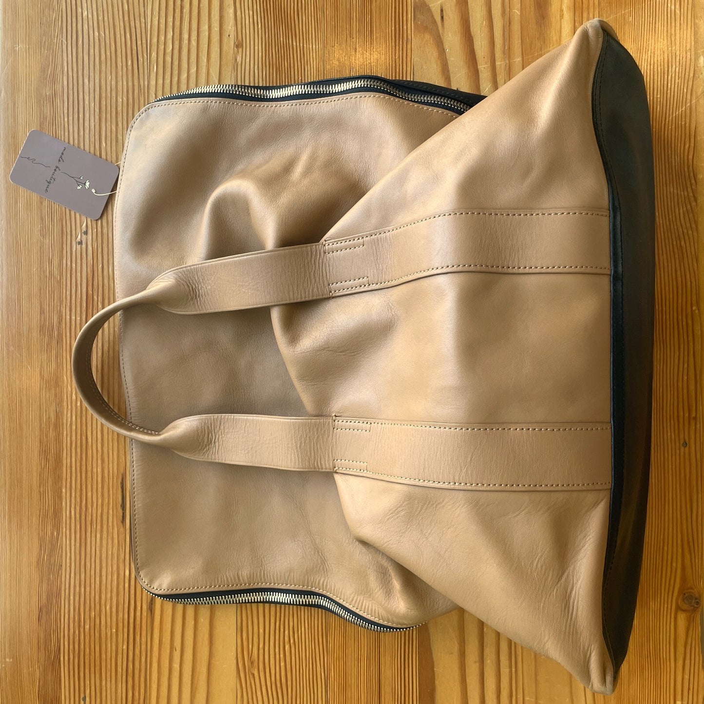 3.1 Phillip Lim Black & Tan Leather 31 Hour Foldover Tote Bag Purse 0527DB