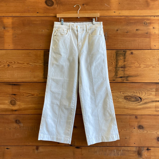 30 S - AYR Ecru Vanilla White Denim Womens Wide Leg Jeans 0617RF