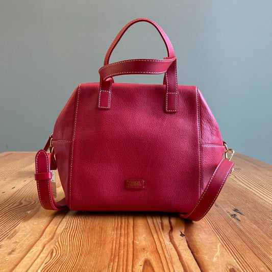 Francis Valentine Red Pebbled Leather Sabrina Crossbody Purse Bag 0607IL