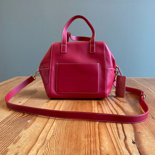 Francis Valentine Red Pebbled Leather Sabrina Crossbody Purse Bag 0607IL