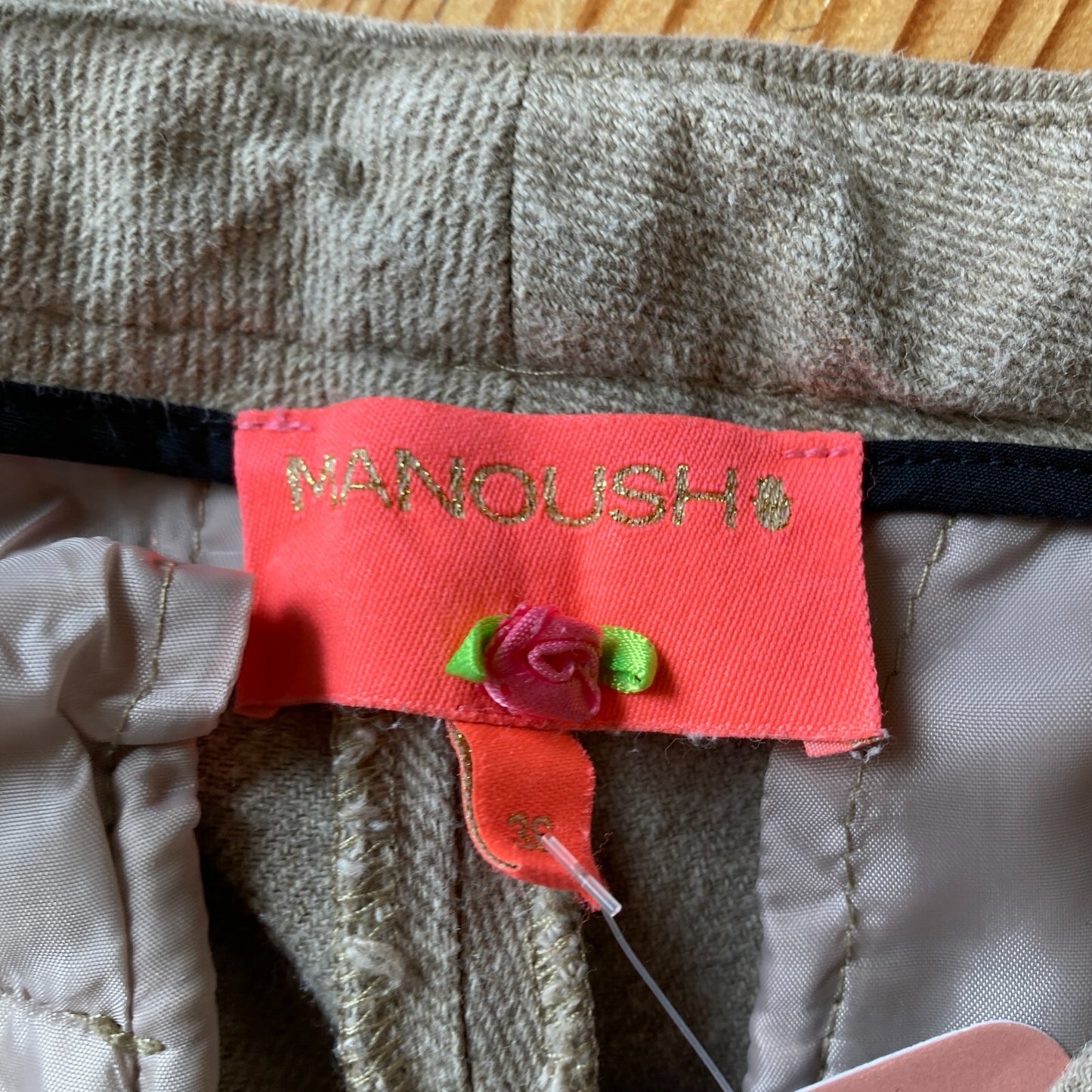 36 / 4 US - Manoush Tan Linen Slim Leg Cropped Cigarette Pants 0112LB