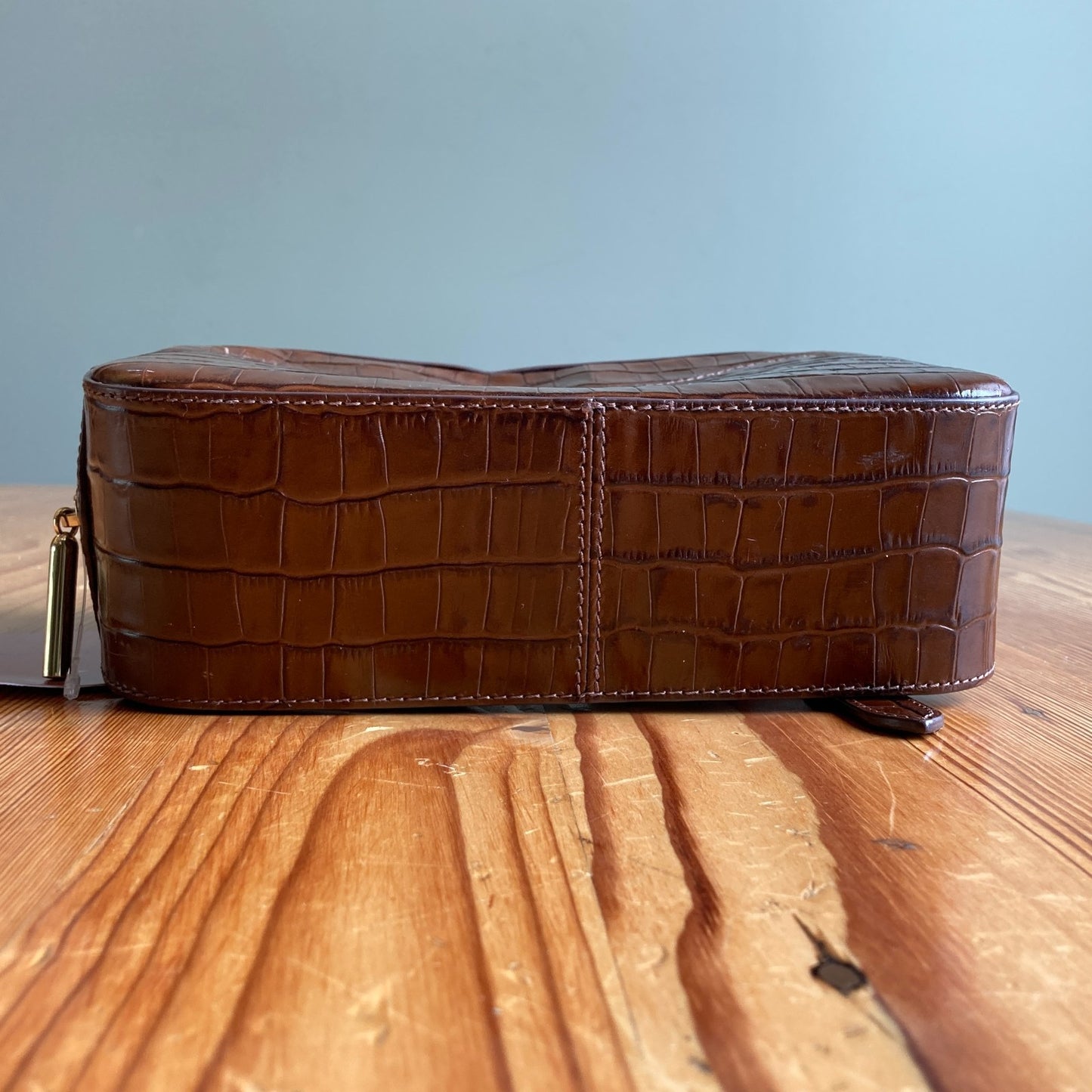 Cuyana Brown Embossed Leather Crossbody Bag Purse 0617RF